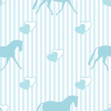 Seamless horse pattern. Realistic vector silhouette, flat style. Pastel verti Illustrazione stock