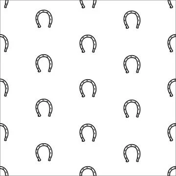 Seamless horseshoe pattern, black and white vector Stock Illustration