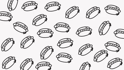 Seamless Hot Dog Food Pattern with Playful Motion Background Vídeo Stock 334102308