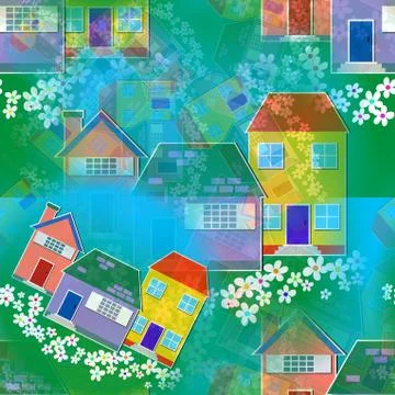 Seamless House Wallpaper Pattern Stock-Illustration
