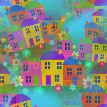 Seamless House Wallpaper Pattern Stock-Illustration