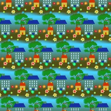 Seamless House Wallpaper Pattern Stock-Illustration