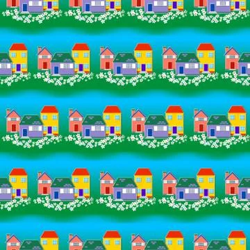 Seamless House Wallpaper Pattern Stock-Illustration
