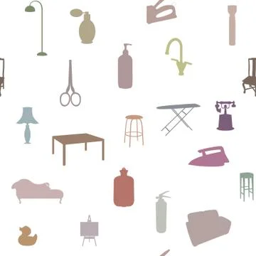 Seamless household objects Stock Illustration