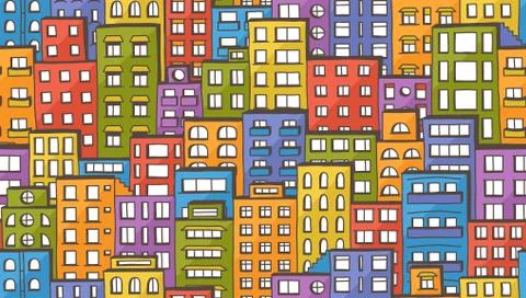 Seamless houses pattern Stock Illustration