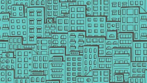 Seamless houses pattern Stock Illustration