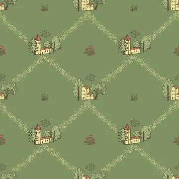 Seamless houses pattern Stock Illustration