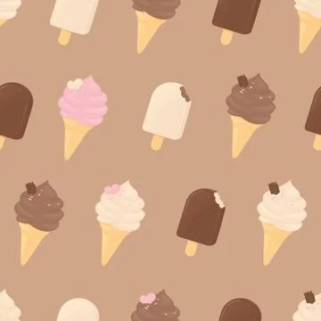 Seamless ice-cream background. Stock Illustration