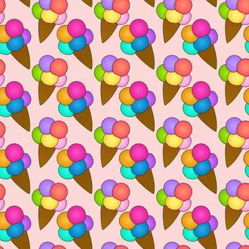 Seamless Ice Cream Cone Pattern Stock Illustration