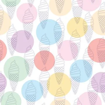 Seamless ice cream pattern with colorful circles Stock Illustration