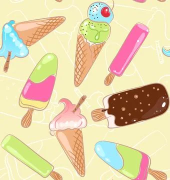 Seamless ice cream pattern Stock Illustration