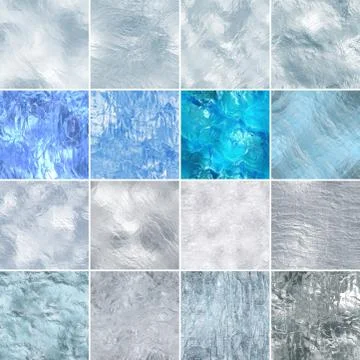 Seamless ice snow textures set. Abstract winter backgrounds. Digital graphic Stock Illustration