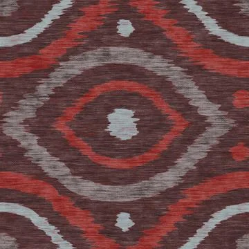 Seamless ikat ogee pattern in vintage style. Retro pattern of abstract eyes. Stock Illustration