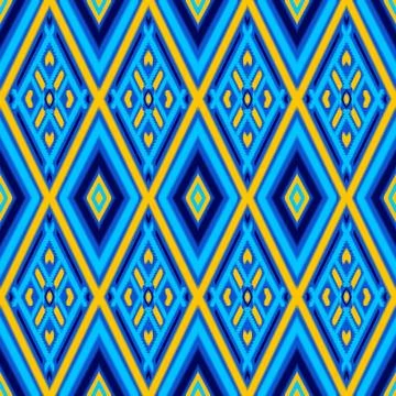 Seamless ikat pattern geometric Abstract folklore ornament Tribal ethnic il.. Stock Illustration