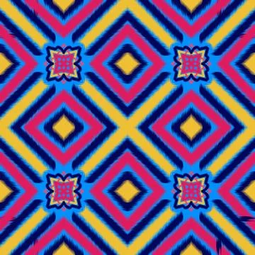 Seamless ikat pattern geometric Abstract folklore ornament Tribal ethnic il.. Stock Illustration