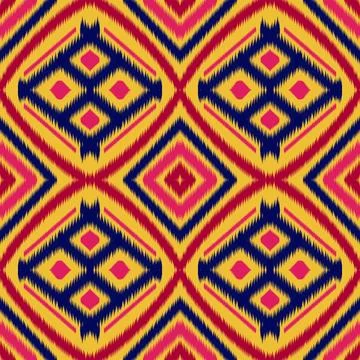 Seamless ikat pattern geometric Abstract folklore ornament Tribal ethnic il.. Stock Illustration