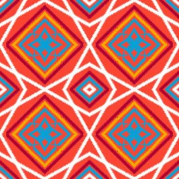 Seamless ikat pattern geometric Abstract folklore ornament Tribal ethnic il.. Stock Illustration