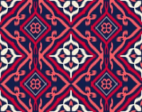 Seamless ikat pattern geometric Abstract folklore ornament Tribal ethnic il.. Stock Photos