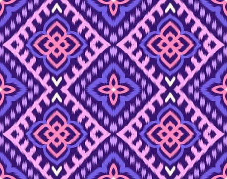 Seamless ikat pattern geometric Abstract folklore ornament Tribal ethnic il.. Foto stock