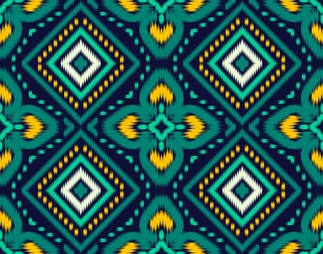Seamless ikat pattern geometric Abstract folklore ornament Tribal ethnic il.. Foto stock
