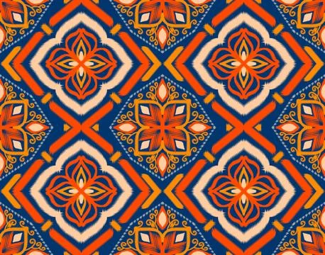 Seamless ikat pattern geometric Abstract folklore ornament Tribal ethnic il.. Foto stock