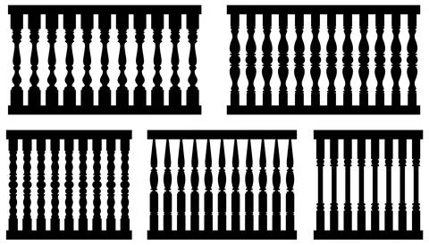 Seamless illustration of different railings Stock Illustration