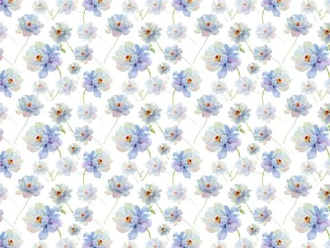 Seamless illustration, pattern of blue flowers Stock Illustration