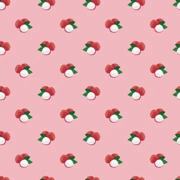 Seamless  illustration pattern with lychee fruit. exotic lychee fruits Stock Illustration