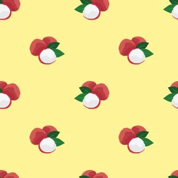 Seamless  illustration pattern with lychee fruit. exotic lychee fruits Stock Illustration