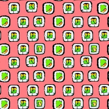 Seamless illustration of sushi vector pattern background Stock Illustration