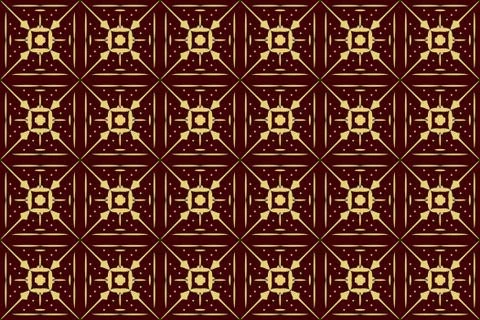 Seamless image of the elements gold color on red background Stock Illustration