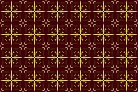 Seamless image of the elements gold color on red background Stock Illustration