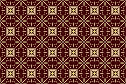 Seamless image of the elements gold color on red background Illustrazione stock