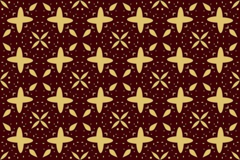 Seamless image of the elements gold color on red background Stock Illustration