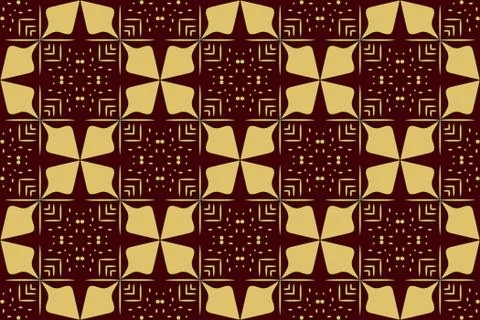 Seamless image of the elements gold color on red background Stock Illustration