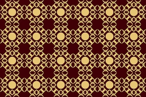 Seamless image of the elements gold color on red background Stock Illustration