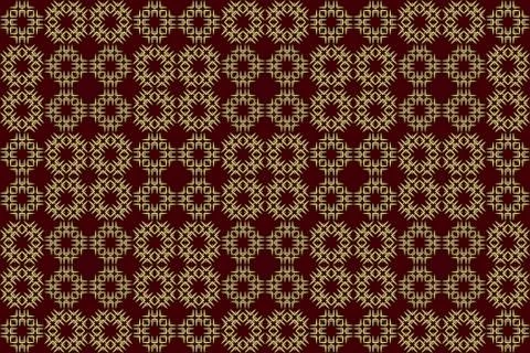 Seamless image of the elements gold color on red background Stock Illustration