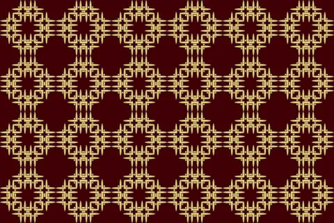 Seamless image of the elements gold color on red background Stock Illustration