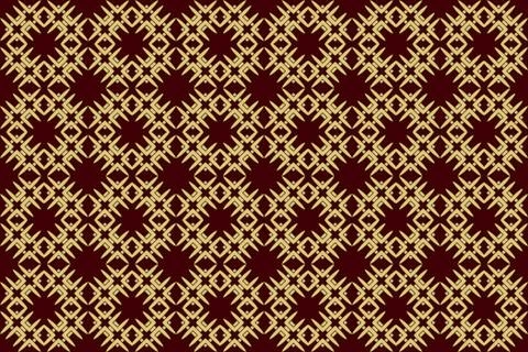 Seamless image of the elements gold color on red background Stock Illustration