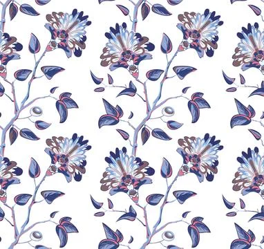 Seamless indian floral vector pattern. Ethnic paisley textile イラスト素材