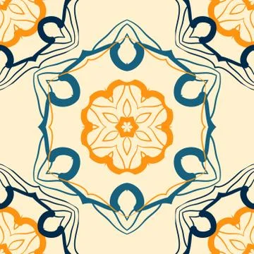 Seamless indian mandala pattern for printing on fabric or paper. Hand drawn Stock Illustration