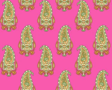 Seamless Indian paisley pattern Stock Illustration