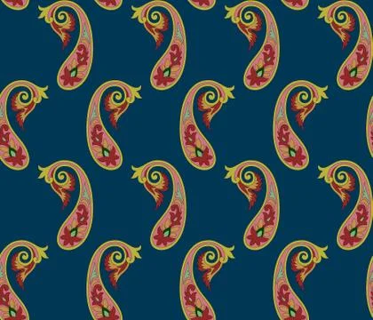 Seamless Indian paisley pattern Stock Illustration