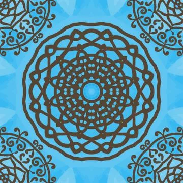 Seamless indian pattern on blue texture. Abstract vector tribal ethnic yoga Stock Illustration