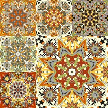 Seamless indian pattern collection Vintage decorative elements. Hand drawn Illustrazione stock