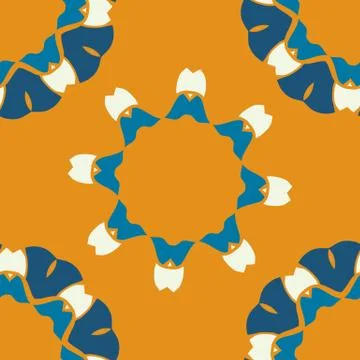 Seamless indian pattern on orange background. Abstract vector tribal ethnic.. Stock Illustration