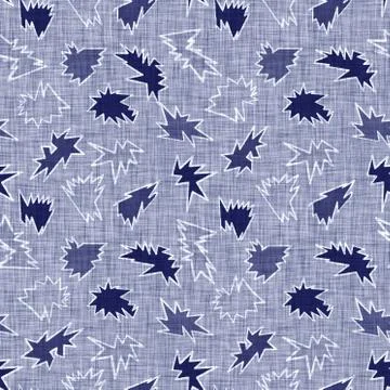 Seamless indigo block print texture. Navy blue woven cotton dyed effect Stock Illustration