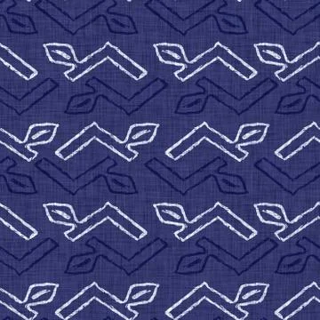Seamless indigo block print texture. Navy blue woven cotton dyed effect Stock Illustration