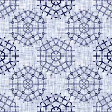 Seamless indigo block print texture. Navy blue woven cotton dyed effect Stock Illustration