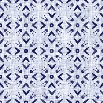 Seamless indigo block print texture. Navy blue woven cotton dyed effect Stock Illustration